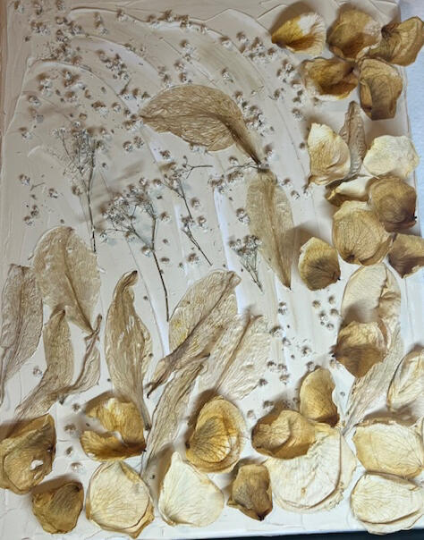 three d memorial - 3d activation modeling paste acrylic paints, & floral arrangement