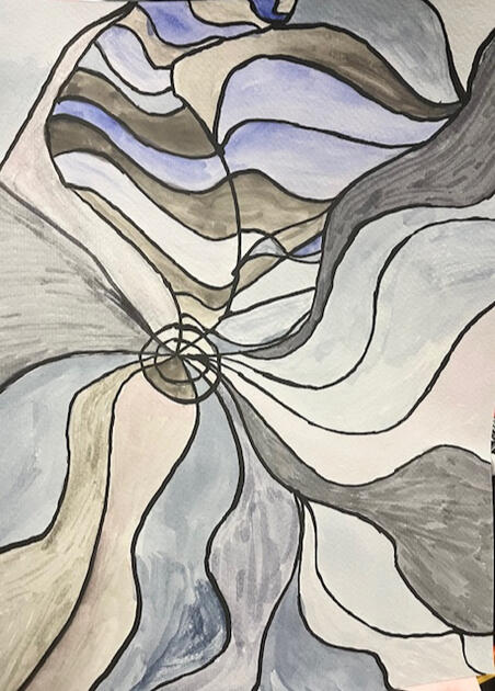 Blues road - watercolor &amp; ink